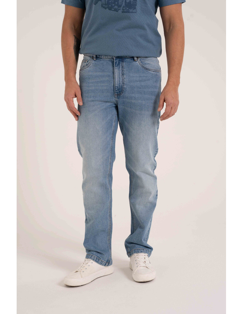 Spodnie męskie - Męskie jeansy klasyczne spodnie JASNY NIEBIESKI  - produkt moraj.pl 1