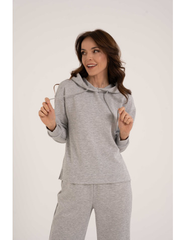 Bluzy damskie - Damska bluza wkładana przez głowę z kapturem SZARY - produkt 1