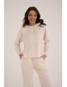 Damska bluza wkładana przez głowę z kapturem KREMOWY