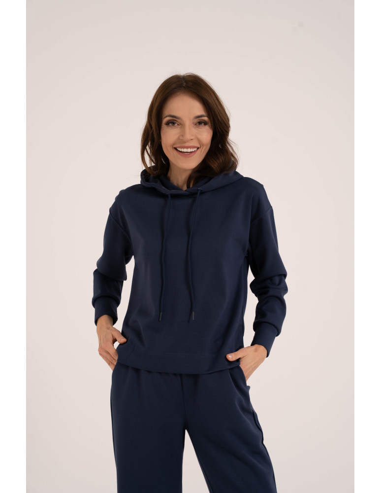 Damska bluza wkładana przez głowę z kapturem NIEBIESKI