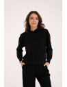 Damska bluza wkładana przez głowę z kapturem CZARNY
