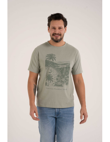 Koszulki i Tank Topy - T-shirt męski bawełniany z nadrukiem ZIELONY - produkt 1