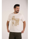 T-shirt męski bawełniany z nadrukiem BEŻOWY