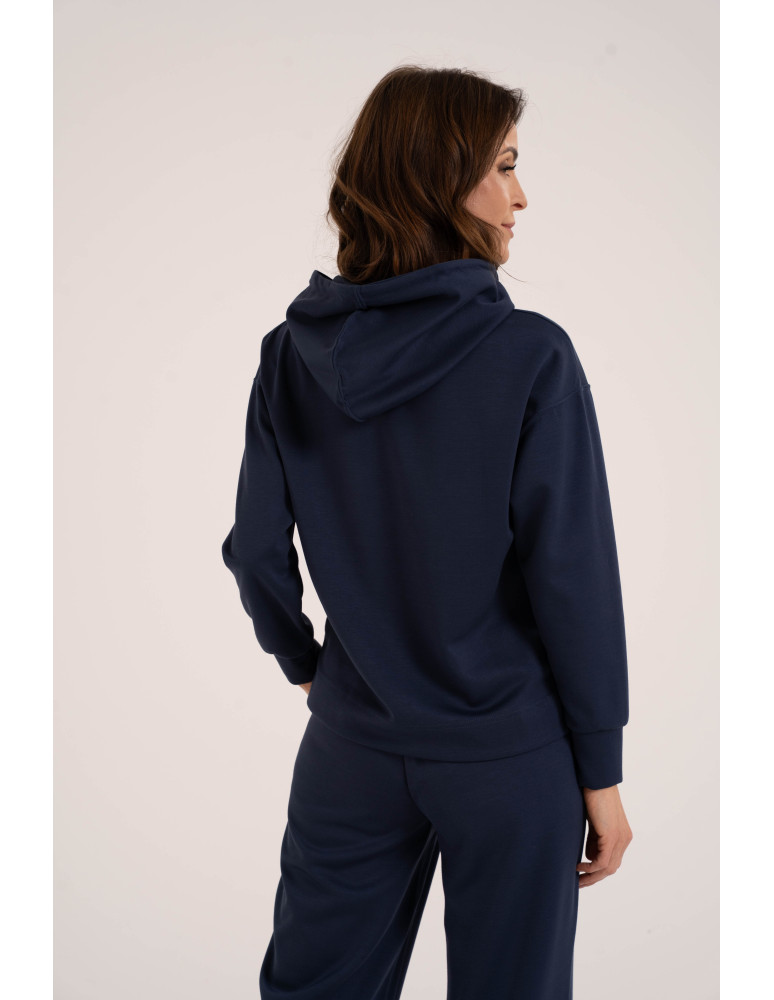 Bluzy damskie - Damska bluza wkładana przez głowę z kapturem NIEBIESKI - produkt moraj.pl 2