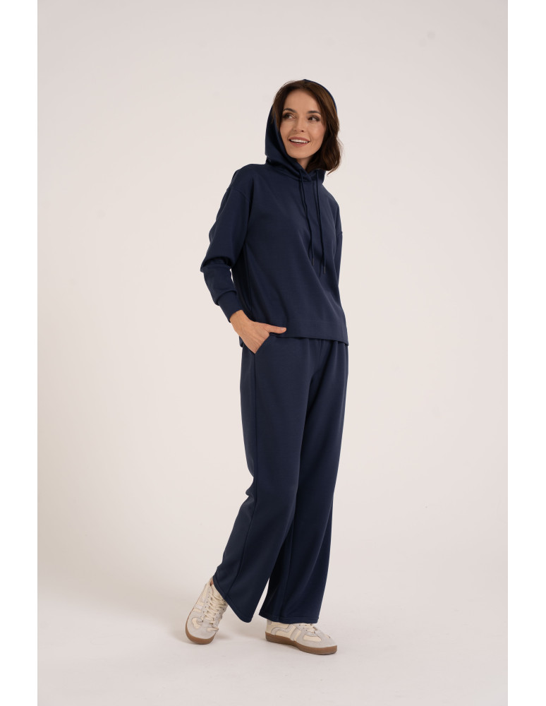 Bluzy damskie - Damska bluza wkładana przez głowę z kapturem NIEBIESKI - produkt moraj.pl 3