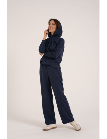 Bluzy damskie - Damska bluza wkładana przez głowę z kapturem NIEBIESKI - produkt 4