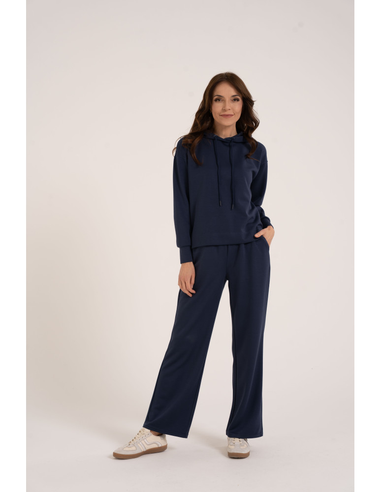 Bluzy damskie - Damska bluza wkładana przez głowę z kapturem NIEBIESKI - produkt moraj.pl 6