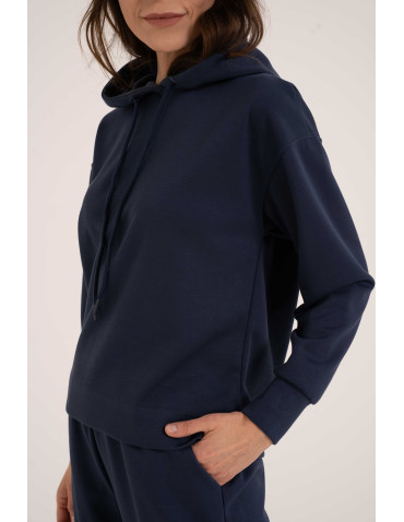 Bluzy damskie - Damska bluza wkładana przez głowę z kapturem NIEBIESKI - produkt 7