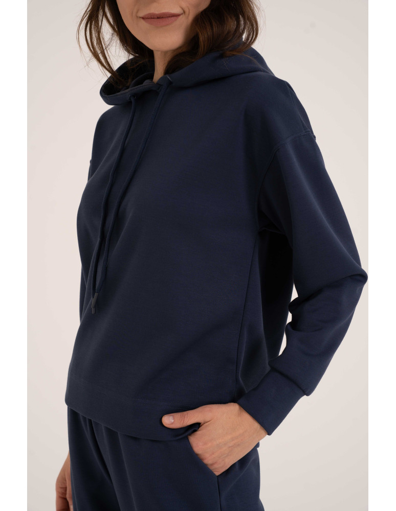 Bluzy damskie - Damska bluza wkładana przez głowę z kapturem NIEBIESKI - produkt moraj.pl 7