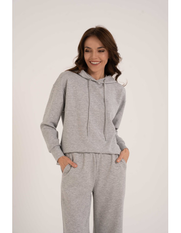 Bluzy damskie - Damska bluza wkładana przez głowę z kapturem SZARY - produkt 3