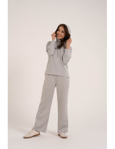 Bluzy damskie - Damska bluza wkładana przez głowę z kapturem SZARY - produkt 4