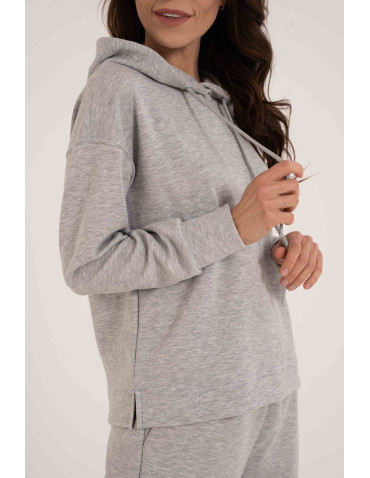 Bluzy damskie - Damska bluza wkładana przez głowę z kapturem SZARY - produkt 8