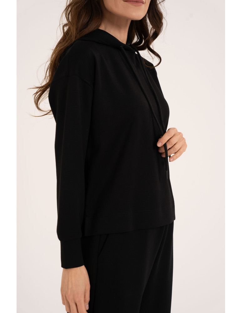 Bluzy damskie - Damska bluza wkładana przez głowę z kapturem CZARNY  - produkt moraj.pl 2