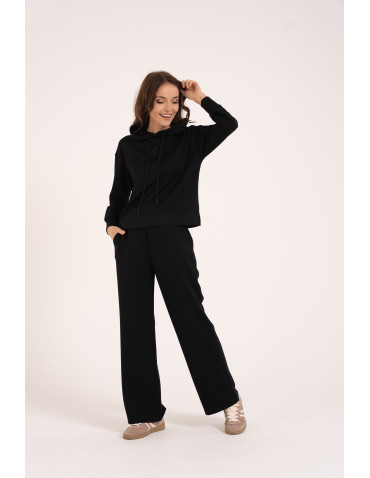 Bluzy damskie - Damska bluza wkładana przez głowę z kapturem CZARNY - produkt 3