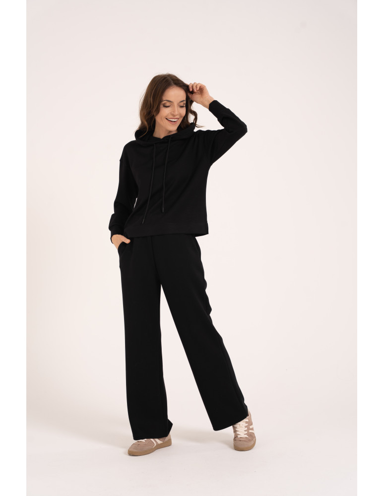 Bluzy damskie - Damska bluza wkładana przez głowę z kapturem CZARNY  - produkt moraj.pl 3