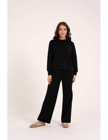 Bluzy damskie - Damska bluza wkładana przez głowę z kapturem CZARNY - produkt 4