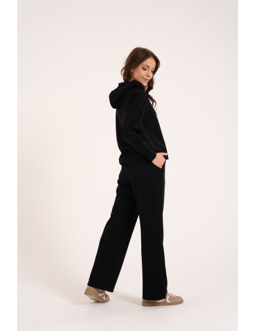 Bluzy damskie - Damska bluza wkładana przez głowę z kapturem CZARNY - produkt 5