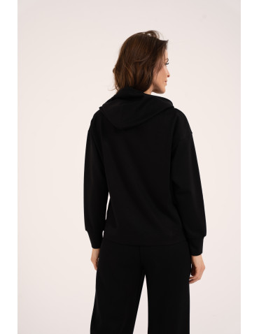Bluzy damskie - Damska bluza wkładana przez głowę z kapturem CZARNY - produkt 8