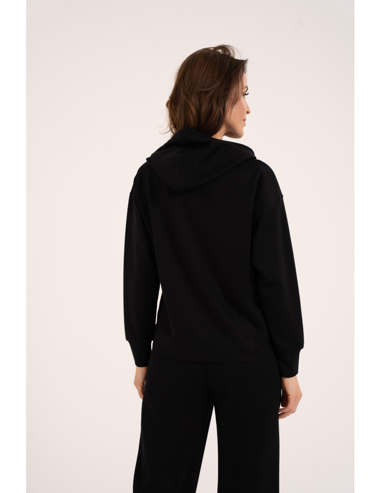 Bluzy damskie - Damska bluza wkładana przez głowę z kapturem CZARNY  - produkt moraj.pl 8