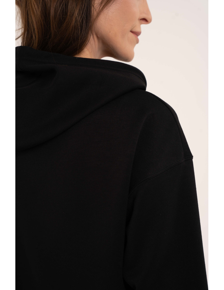 Bluzy damskie - Damska bluza wkładana przez głowę z kapturem CZARNY  - produkt moraj.pl 9