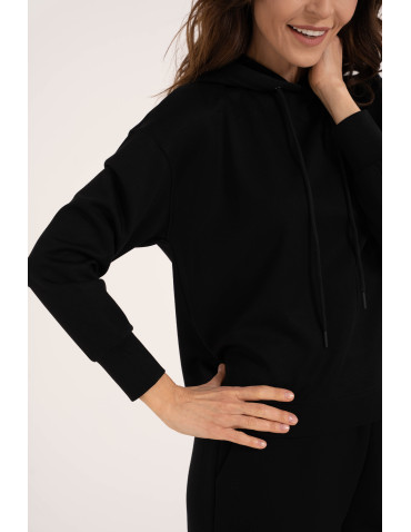 Bluzy damskie - Damska bluza wkładana przez głowę z kapturem CZARNY - produkt 10