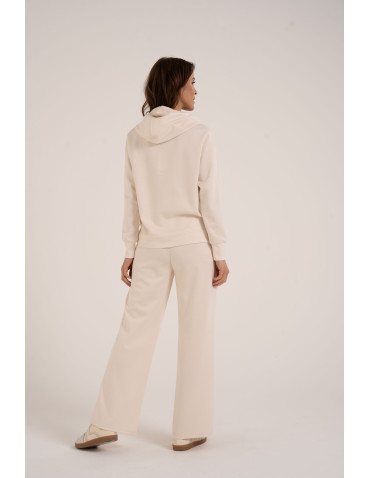 Bluzy damskie - Damska bluza wkładana przez głowę z kapturem KREMOWY - produkt 4