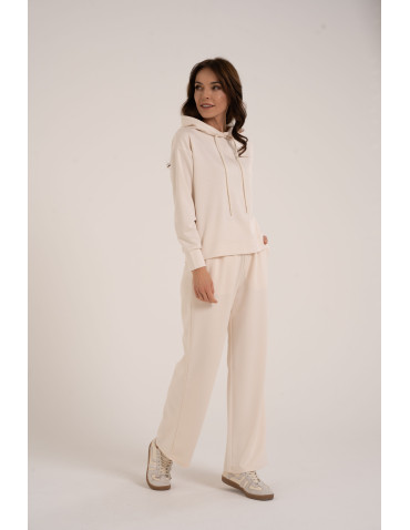 Bluzy damskie - Damska bluza wkładana przez głowę z kapturem KREMOWY - produkt 6