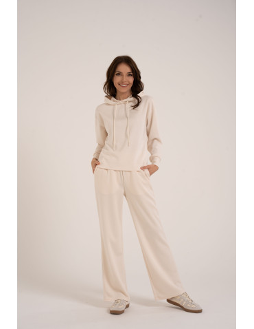 Bluzy damskie - Damska bluza wkładana przez głowę z kapturem KREMOWY - produkt 7