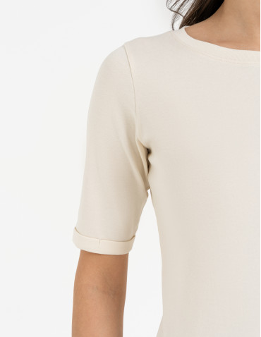 Bluzka damska z krótkim rękawem bawełniana bez wzoru  - produkt 2