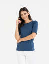 Bluzka damska z krótkim rękawem bawełniana bez wzoru JEANS
