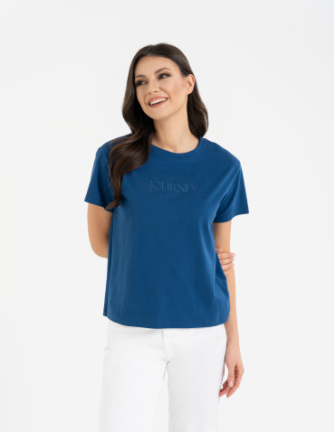 Bawełniana koszulka damska z napisem tonalnym