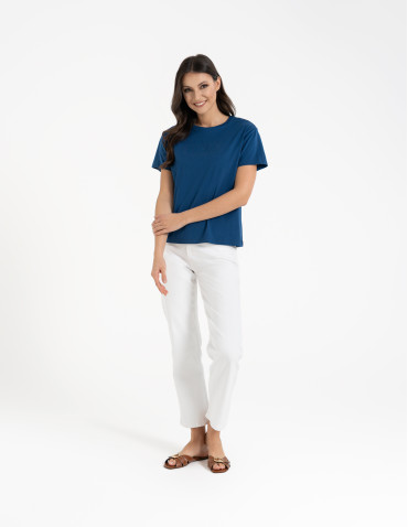 Koszulki i T-shirty - Bawełniana koszulka damska z napisem tonalnym GRANATOWY - produkt 8