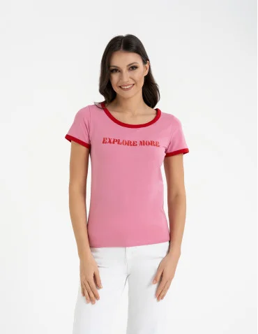 Koszulka damska t-shirt Slim Fit z napisami - WZÓR 5