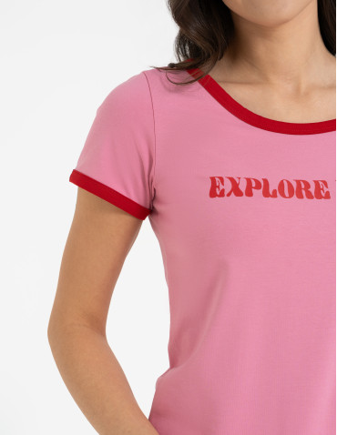 Koszulka damska t-shirt Slim Fit z napisami  - produkt 2