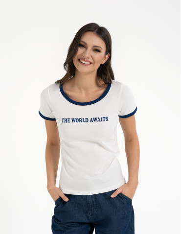 Koszulka damska t-shirt Slim Fit z napisami