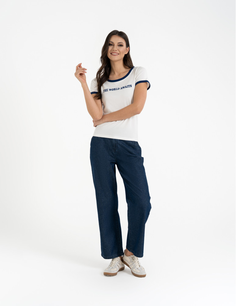 Koszulki i T-shirty - Koszulka damska t-shirt Slim Fit z napisami WZÓR 4  - produkt moraj.pl 6