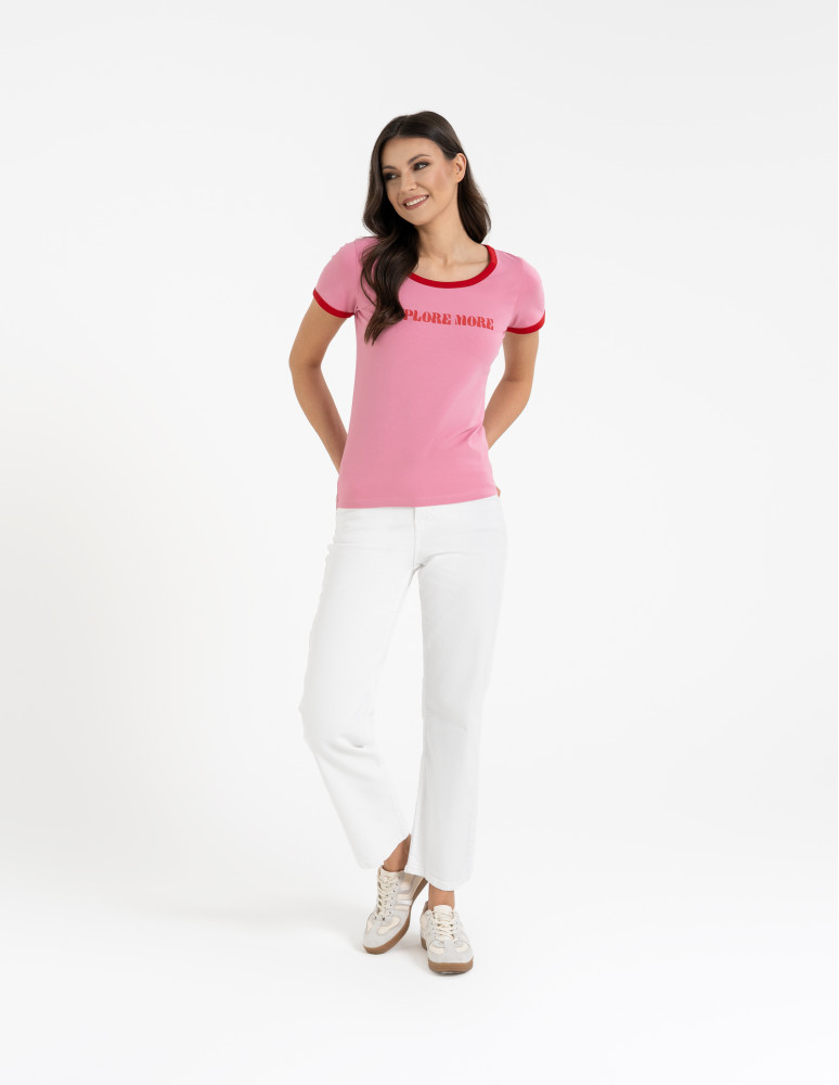 Koszulki i T-shirty - Koszulka damska t-shirt Slim Fit z napisami WZÓR 5  - produkt moraj.pl 3