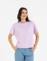 Koszulka damska bawełniana z krótkim rękawem luźny krój RÓŻOWY