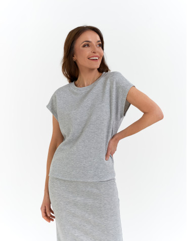 Bluzki i koszule - Bluzka damska o klasycznym kroju z wiskozą SZARY - produkt 1