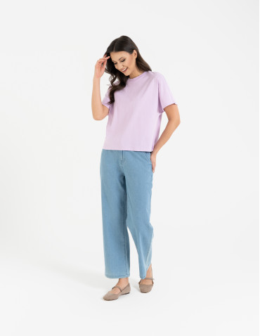 Koszulki z krótkim rękawem - Koszulka damska bawełniana z krótkim rękawem luźny krój RÓŻOWY - produkt 6