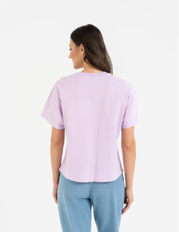 Koszulki z krótkim rękawem - Koszulka damska bawełniana z krótkim rękawem luźny krój RÓŻOWY - produkt 7