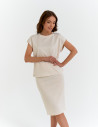 Bluzka damska o klasycznym kroju z wiskozą KREMOWY