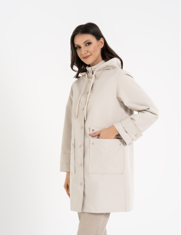 Kurtka damska parka przeciwdeszczowa z kapturem