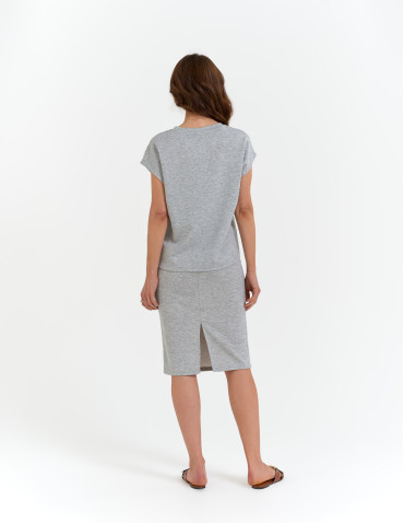 Bluzki i koszule - Bluzka damska o klasycznym kroju z wiskozą SZARY - produkt 3