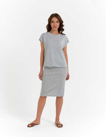 Bluzki i koszule - Bluzka damska o klasycznym kroju z wiskozą SZARY - produkt 4