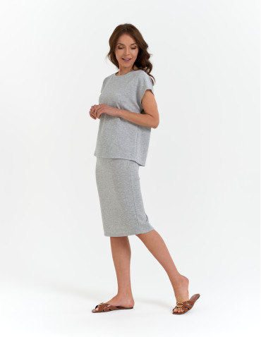 Bluzki i koszule - Bluzka damska o klasycznym kroju z wiskozą SZARY - produkt 6