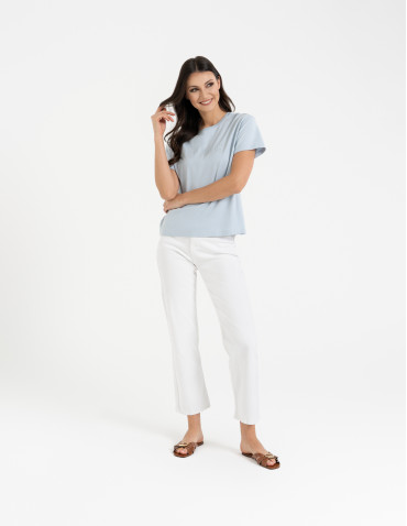 Koszulki i T-shirty - Bawełniana koszulka damska z napisem tonalnym NIEBIESKI - produkt 8