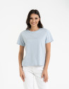 Bawełniana koszulka damska z napisem tonalnym NIEBIESKI