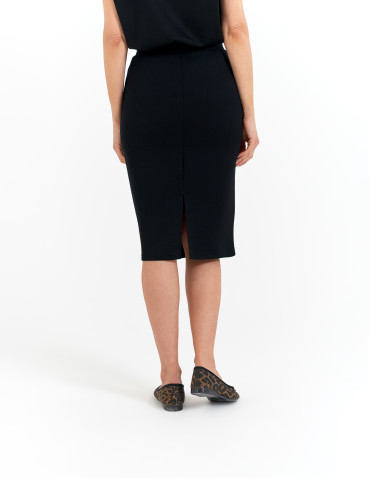 Spódnice damskie - Spódnica damska ołówkowa dzianinowa z wiskozy CZARNY - produkt 2
