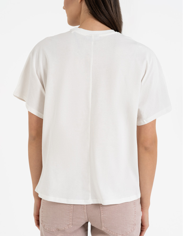 Nowości - Koszulka damska bawełniana z krótkim rękawem luźny krój BIAŁY  - produkt moraj.pl 7